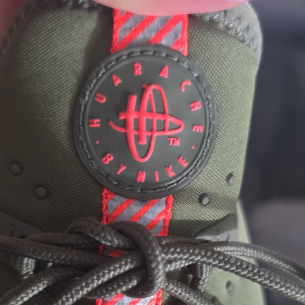 Nike Kids Huarache Olive and Red Sneakers